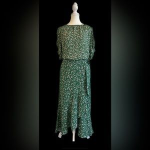 Max Studio 2 piece Blouse and Skirt. Green with pink / white floral. Size S.